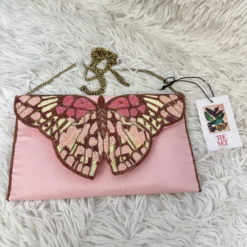The MET x From St Xavier Collab Butterfly Beaded Shoulder Bag Chain Strap - New